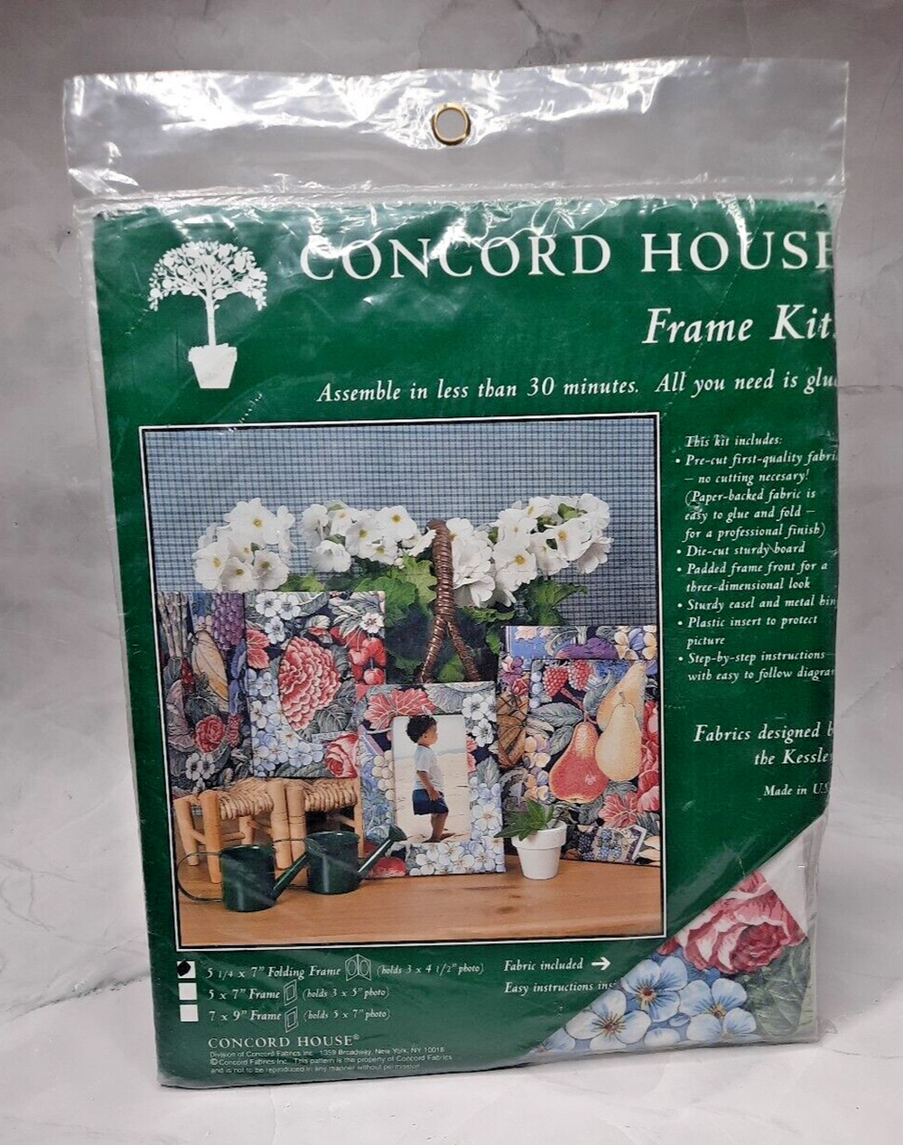 Vintage Concord House Frame Kits 5.25 x 7 Folding Frame Floral Veggie Pattern